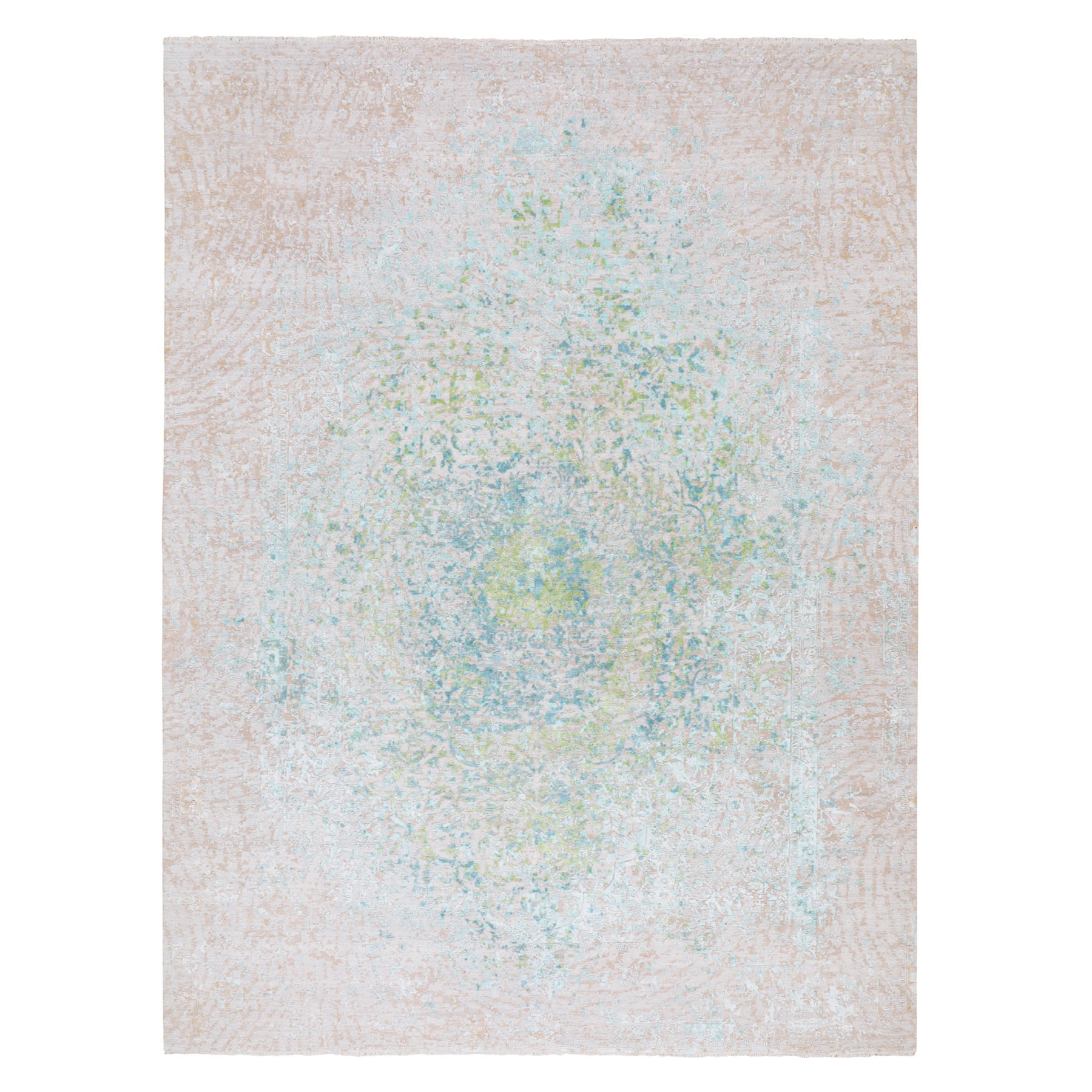 Transitional Silk Hand-Knotted Area Rug 10'2